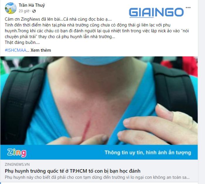 Thủy Bi - Phụ huynh trường quốc tế ở TP. HCM tố con bị bạn đánh