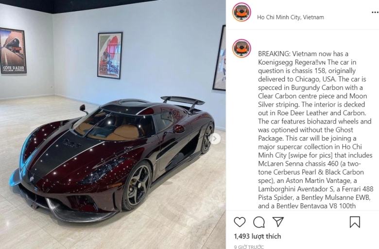 hoàng kim khánh mua xe Koenigsegg Regera