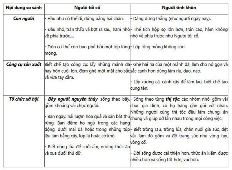 Sự khác nhau giữa người tối cổ và người tinh khôn